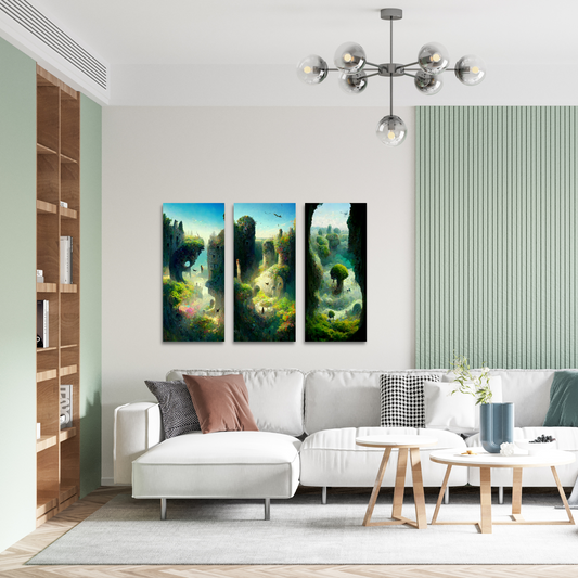 Vertical Wall Art | The Whimsical Abyss Set Of 9 Canvas Prints